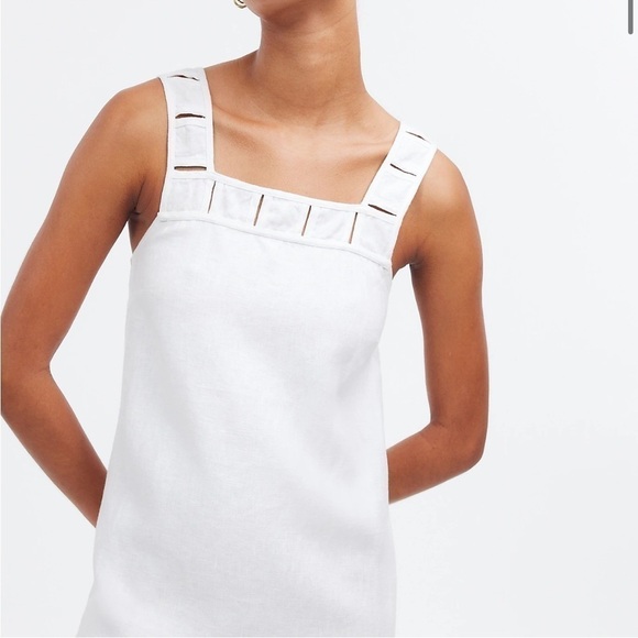 Madewell Embroidered Tank Mini Dress in Linen in Eyelet white size 0 NWT NQ595 - Picture 5 of 12